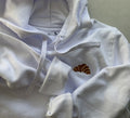 French Croisant - White Emboidered Organic Cotton Hoodie Side Pockets