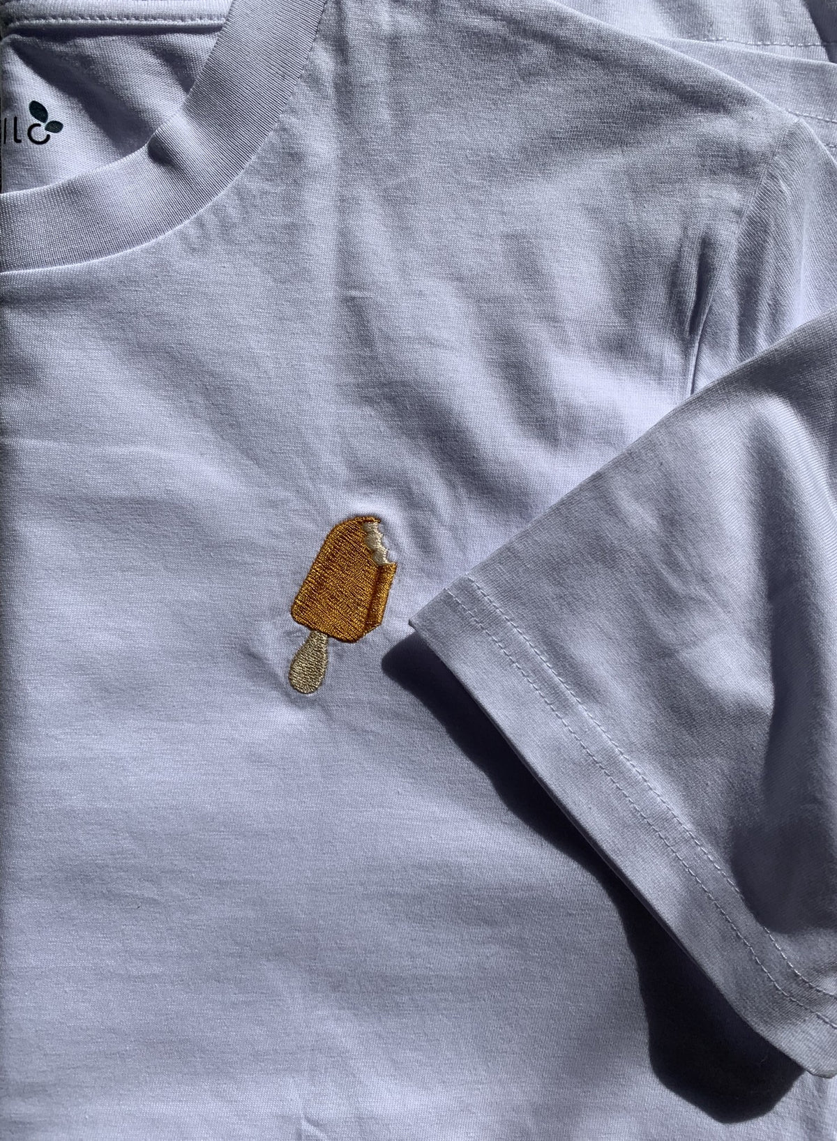 IceCream Bite White Embroidered Organic Cotton T-shirt