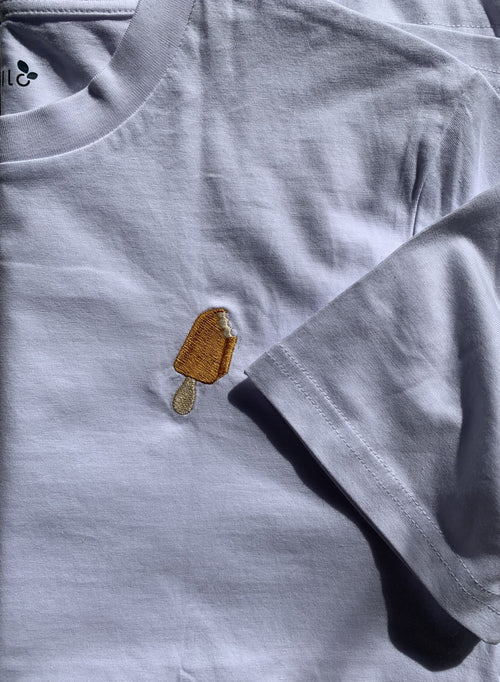 IceCream Bite White Embroidered Organic Cotton T-shirt