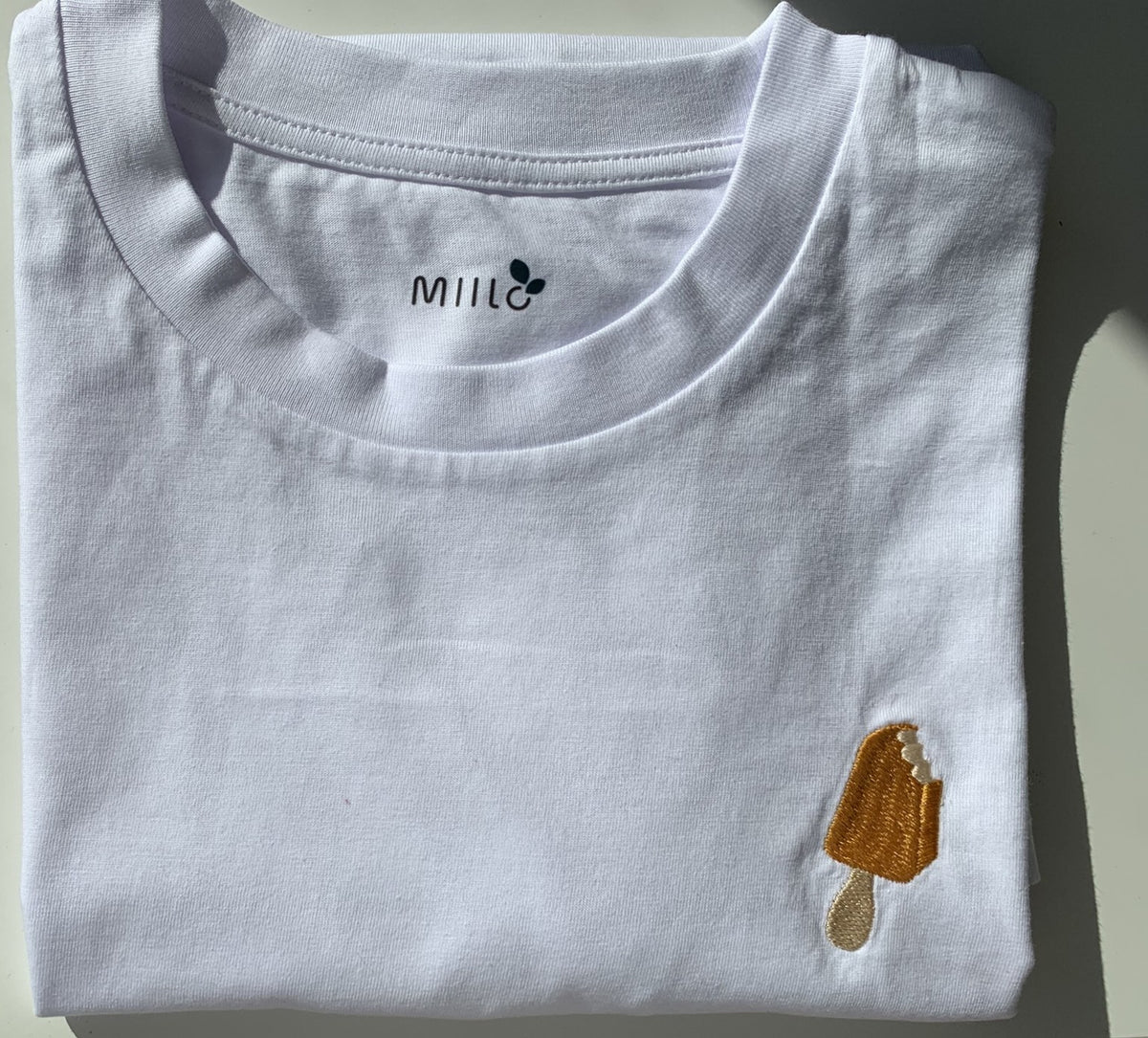 IceCream Bite White Embroidered Organic Cotton T-shirt