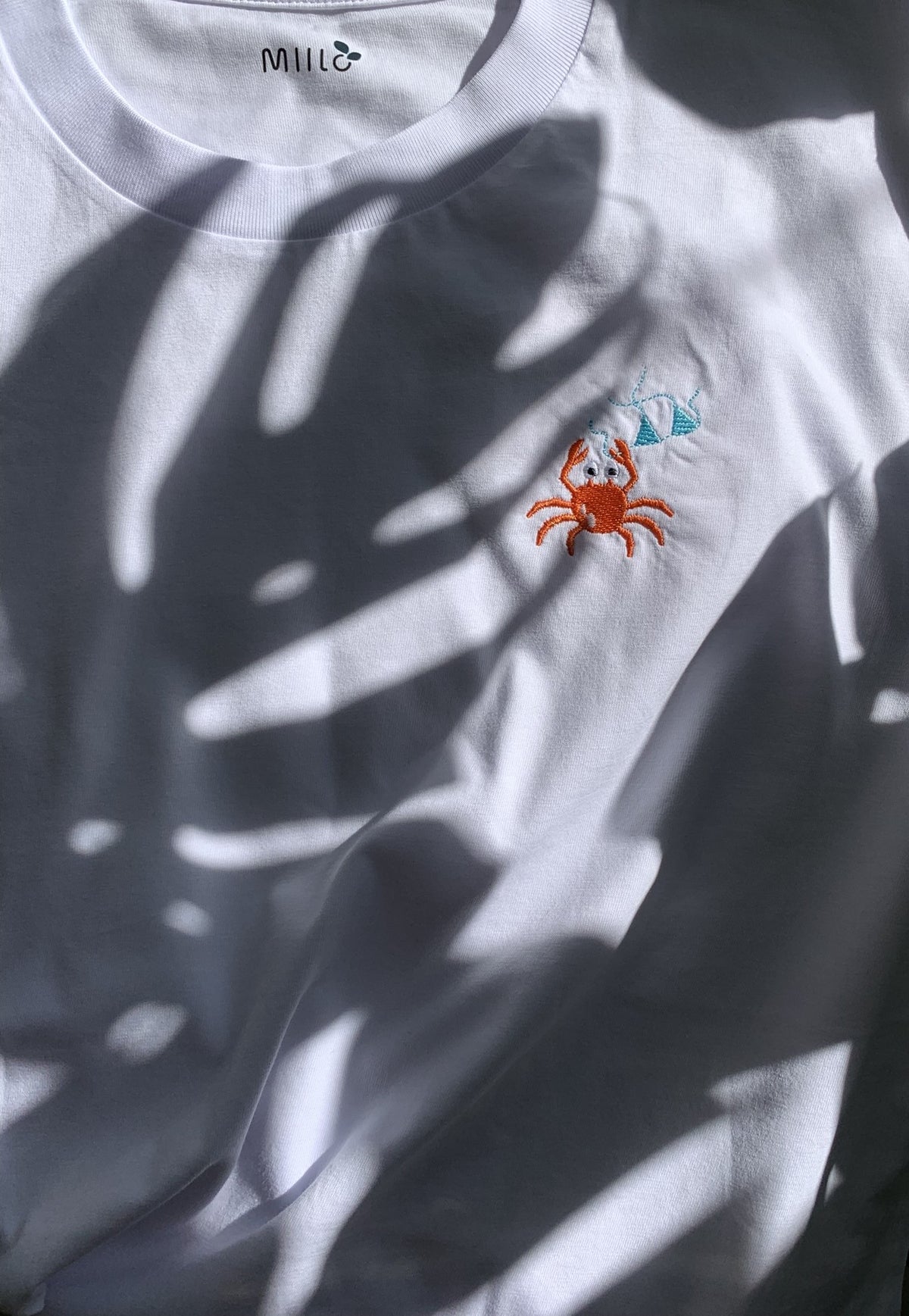 Stealy McCrab White Embroidered Organic Cotton T-shirt